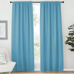 Blue Curtain Set 84x52in Tab Top Room Darkening